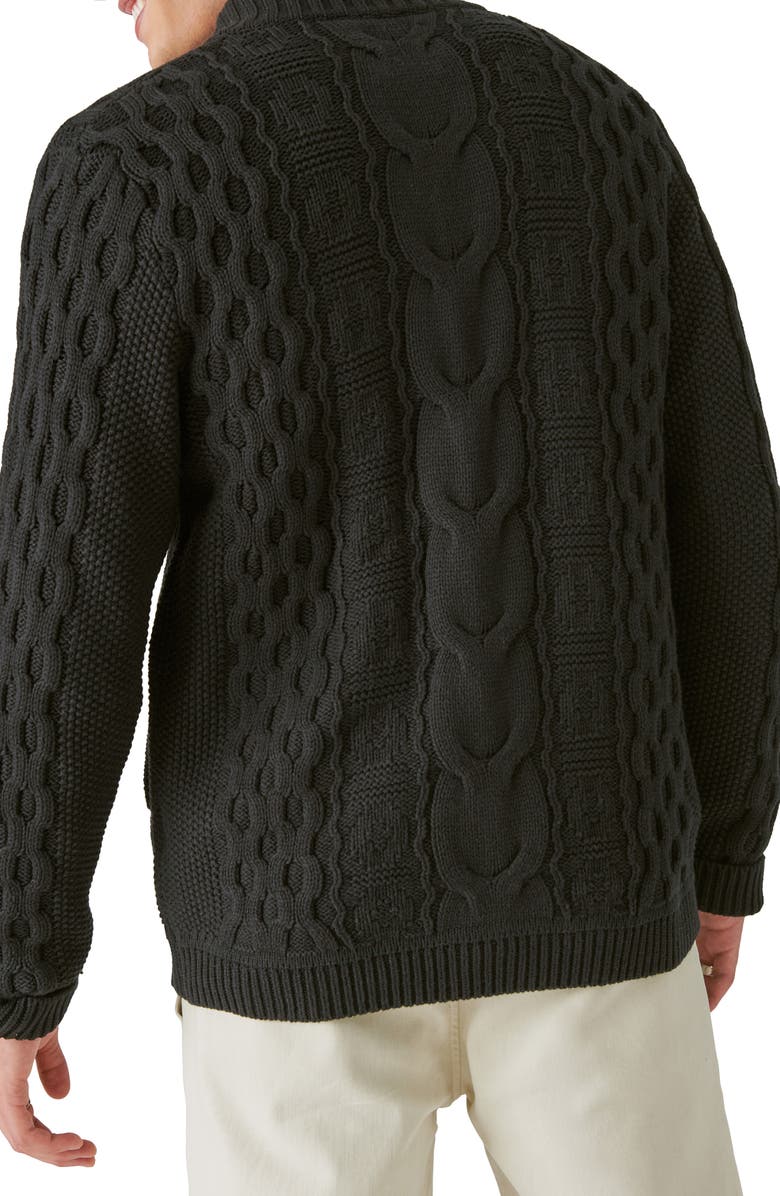 Lucky Brand Cable Stitch Cotton Blend Zip-Up Cardigan, Alternate, color, 