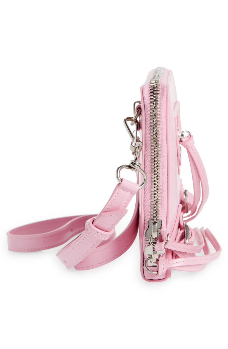 Balenciaga Neo Classic Croc Embossed Leather Crossbody Pouch, Alternate, color,