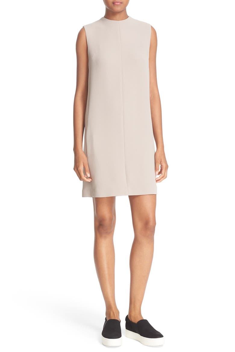 Sleeveless Crepe Shift Dress, Main, color, SAND