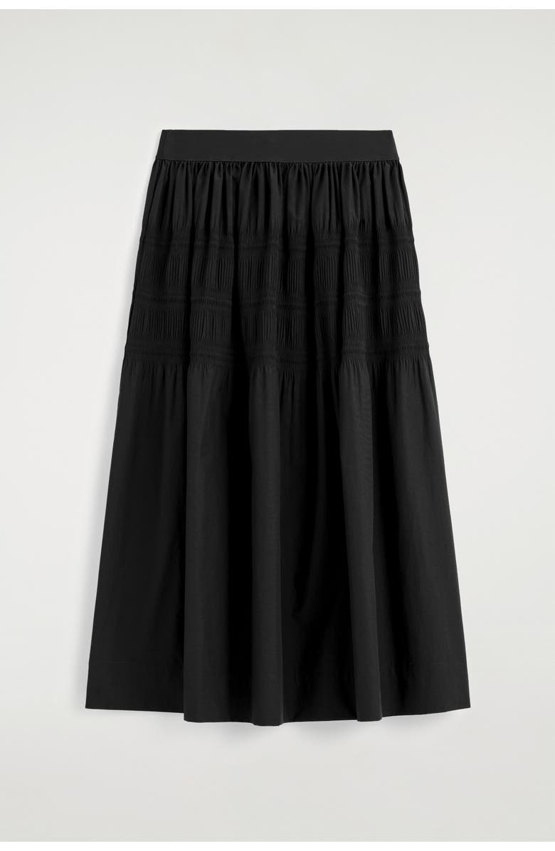 COS Tiered Gathered Midi Skirt, Alternate, color, Black