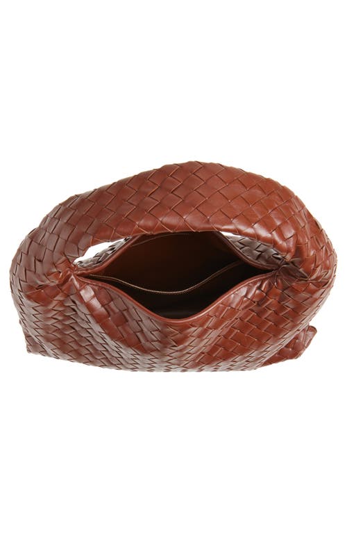Bottega Veneta Small Hop Intrecciato Leather Hobo Bag In 2506 Sapele-muse Brass