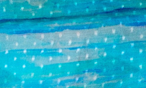 Apny Print Roll-up Sleeve Chiffon Button-up Shirt In Turquoise