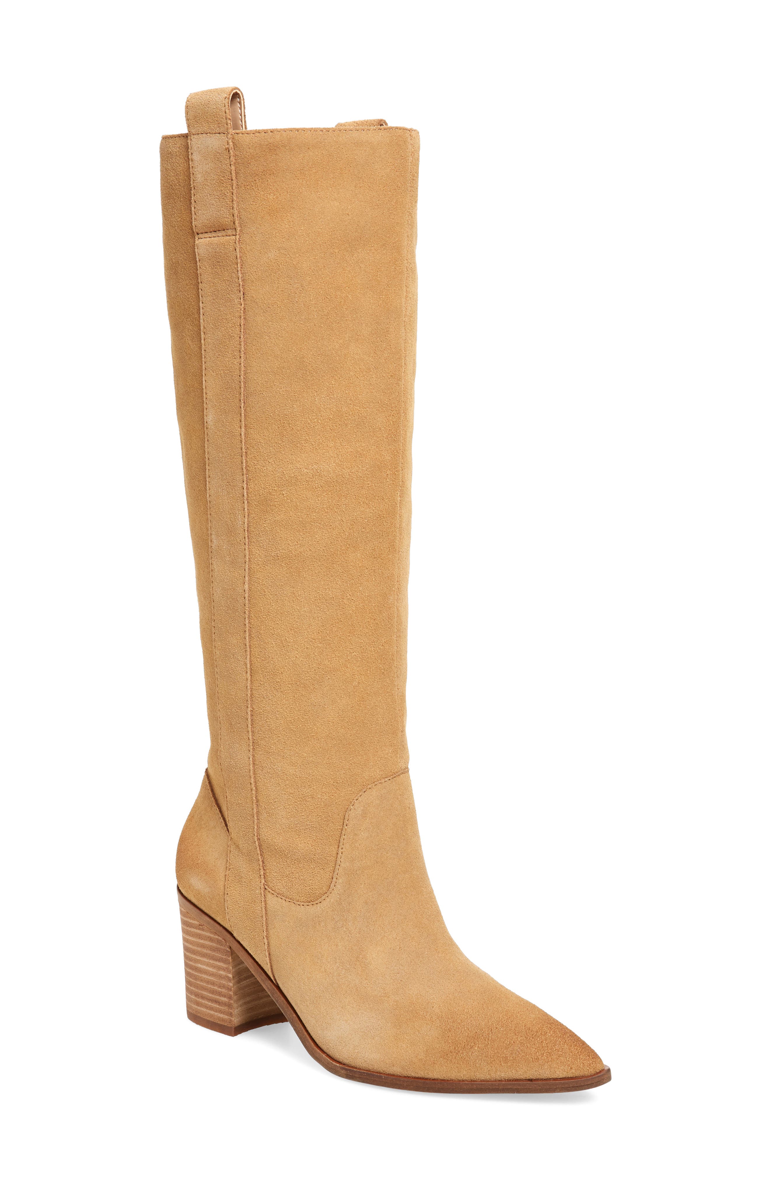 Exhibit Knee High Boot, Main, color, BISOTTI SUEDE