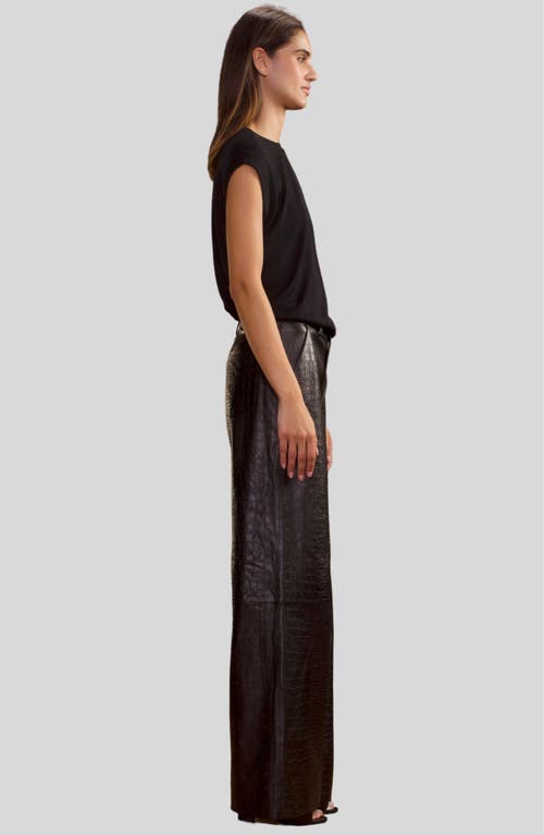 Cynthia Rowley Embossed Leather Pants In Black