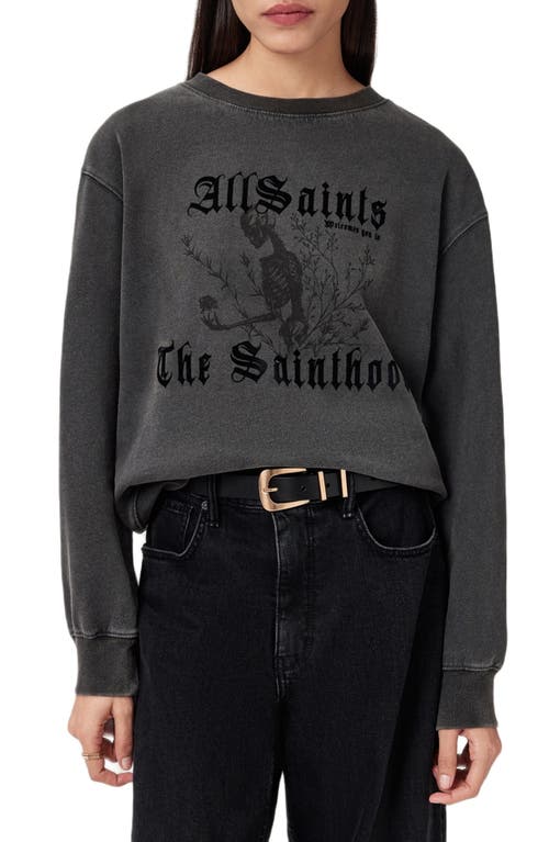Allsaints Novus Pippa Cotton Graphic Sweatshirt In Black