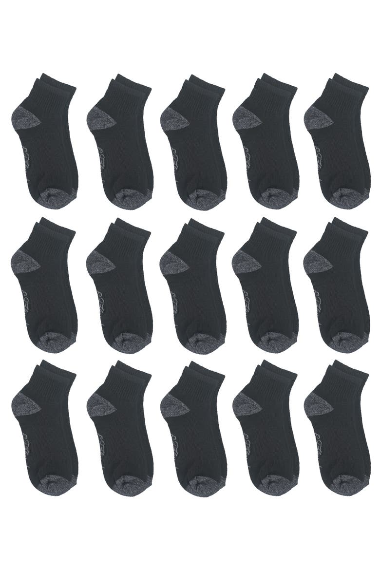 Boys Basic Flat Quarter Sock 15-Pack, Alternate, color, Black