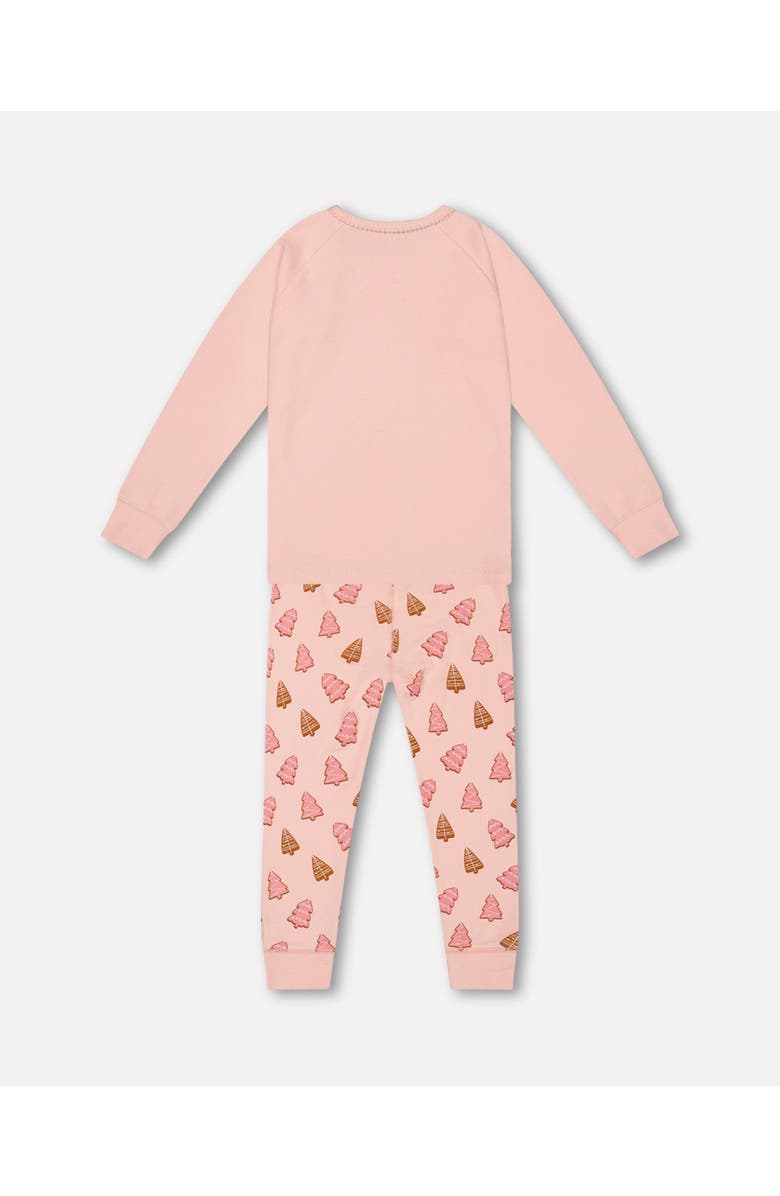 Deux par Deux Girl's Organic Cotton Two Piece Pajama Set Pink Christmas Cookies, Alternate, color, 