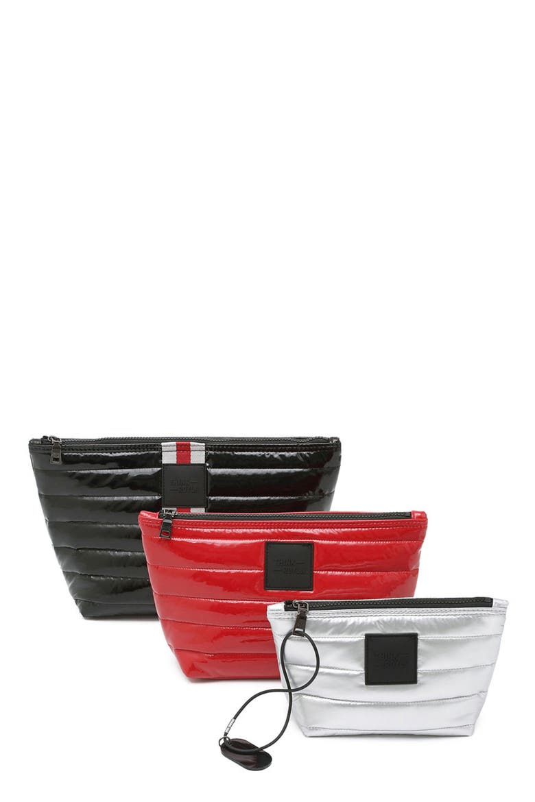 Travel Trio 3-Piece Set, Main, color, BLACK PATENT/ RED/ SILVER