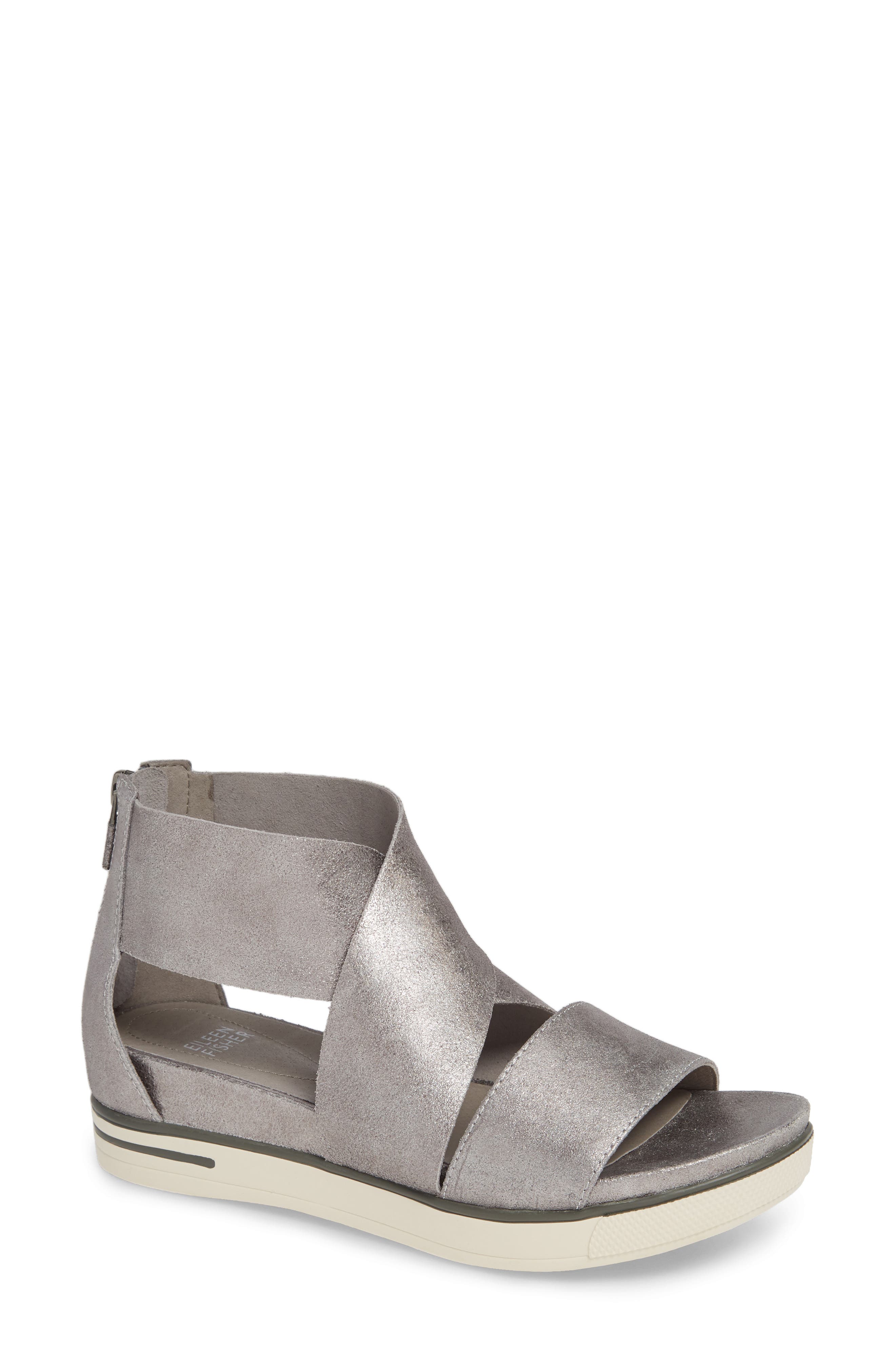 Sport Platform Sandal, Main, color, SILVER SUEDE