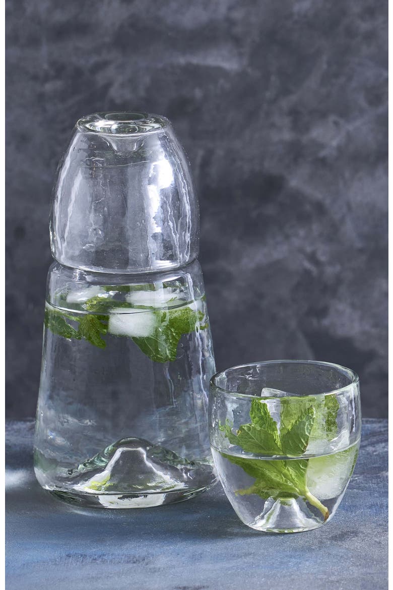 Pebbled Bedside Carafe Set, Alternate, color, Clear