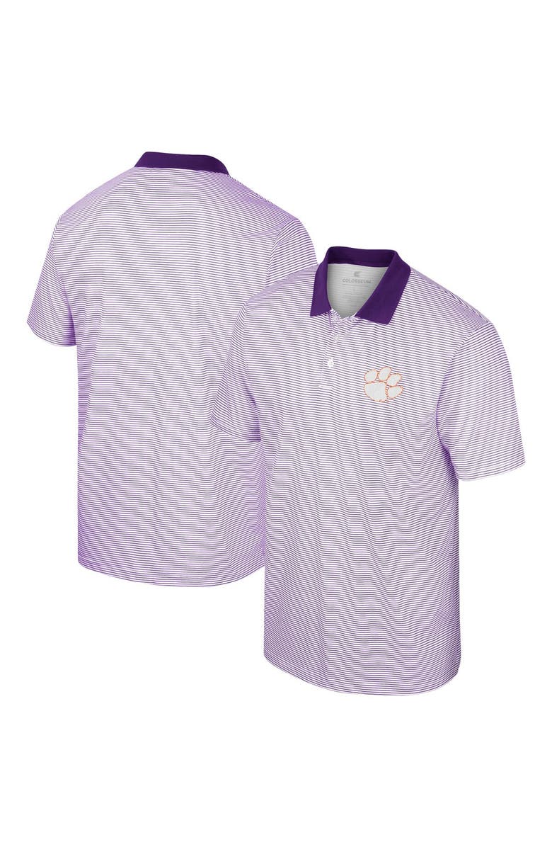 COLOSSEUM Men's Colosseum Purple/White Clemson Tigers Print Stripe Polo, Main, color, Purple