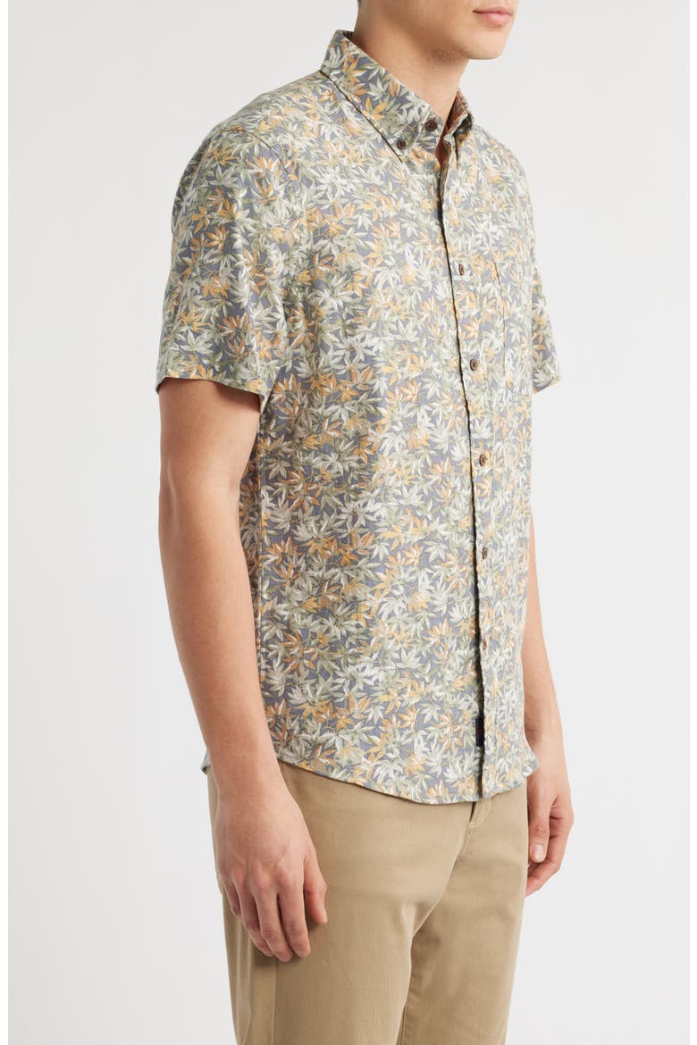 Breeze Short Sleeve Button-Down Shirt, Alternate, color, DARK JUNGLE PALM