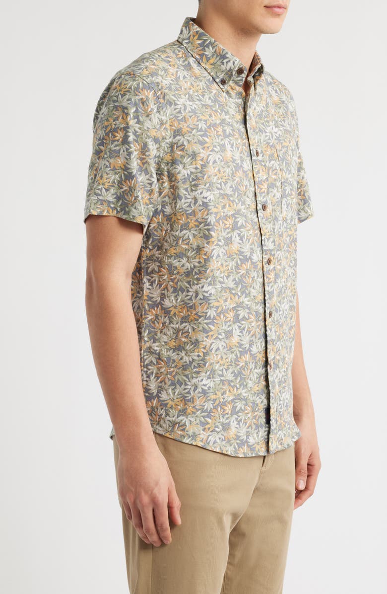 Faherty Breeze Short Sleeve Button-Down Shirt, Alternate, color, Dark Jungle Palm