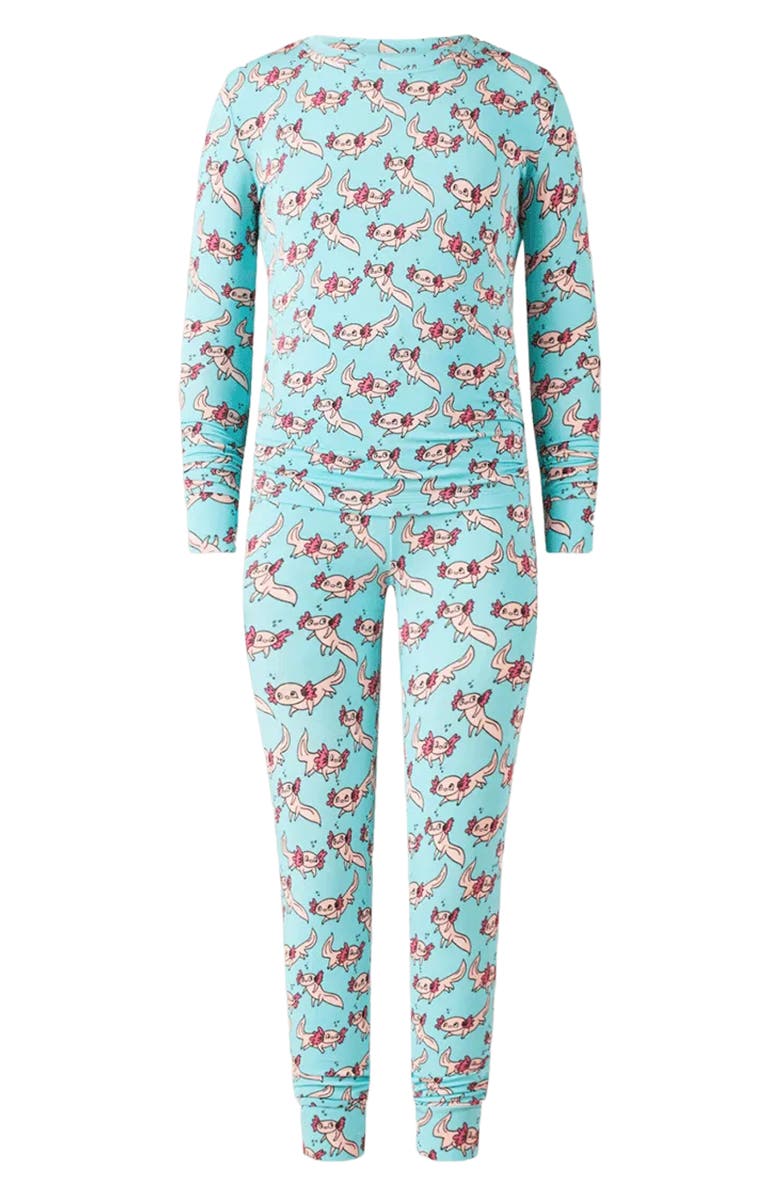 MeUndies Kids' Print Fitted Two-Piece Pajamas, Main, color, Axolotl Splash