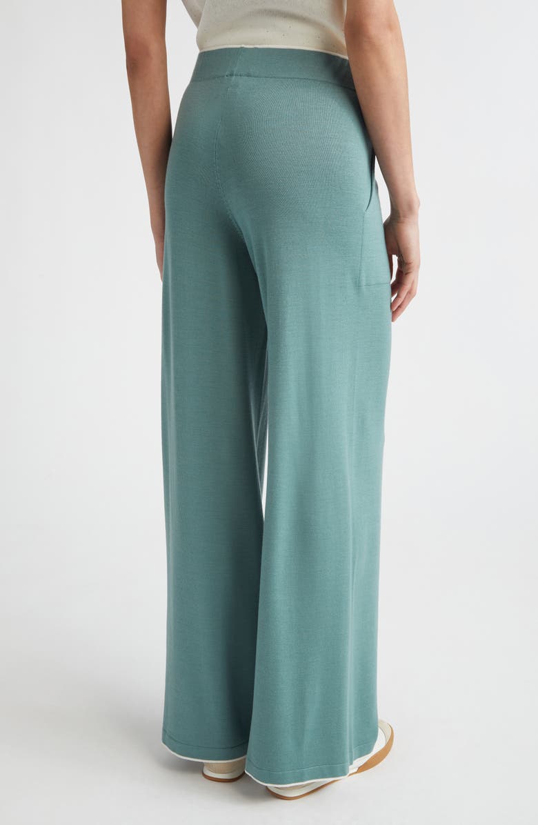 Eleventy Avalon Travel Merino Wool Drawstring Pants, Alternate, color, White/Jade