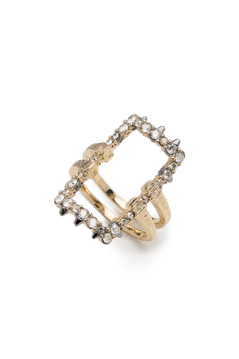 Elements Crystal Encrusted Ring, Main, color, GOLD/ RUTHENIUM