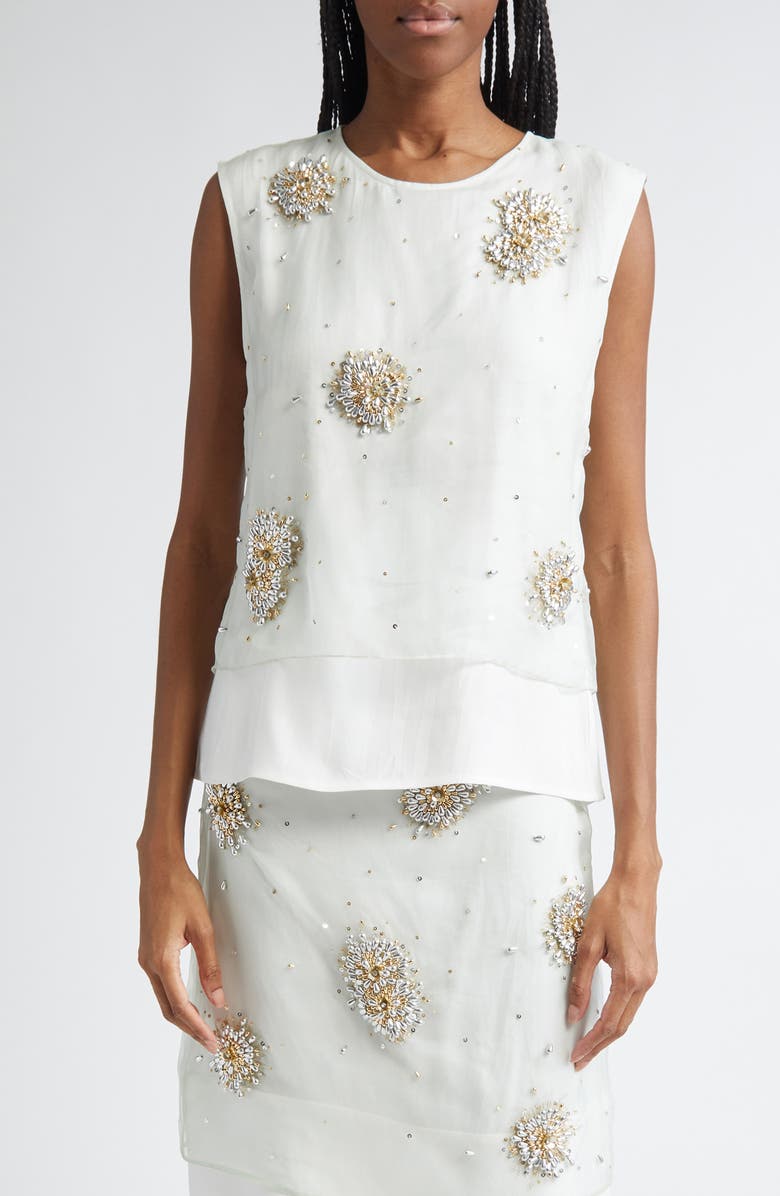 Wales Bonner Triumph Embellished Silk Organza Shirt, Main, color, 