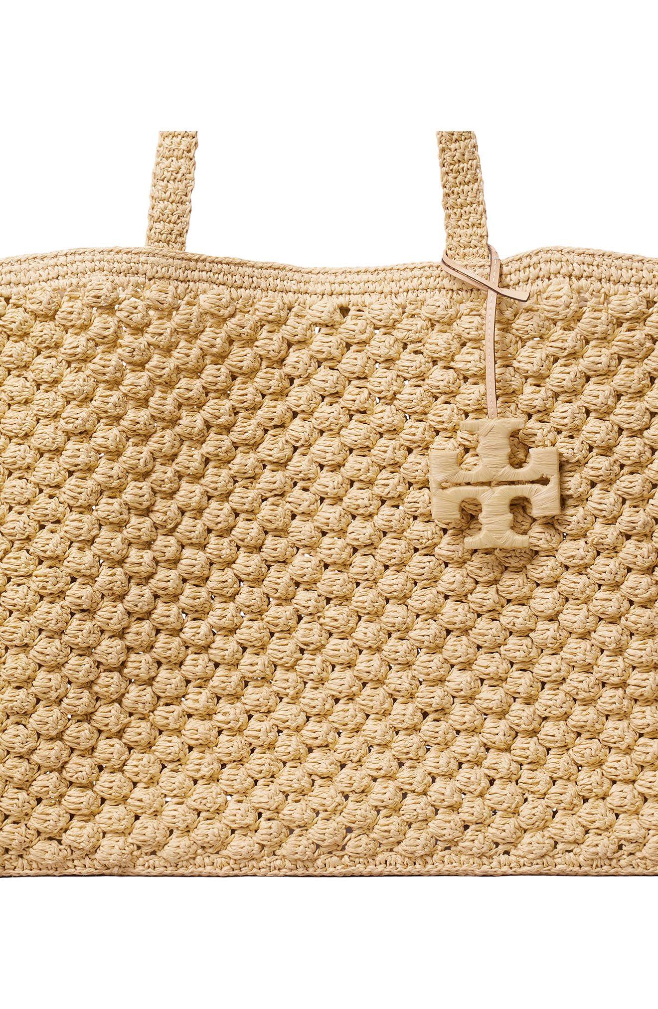 Tory Burch Ella Hand Crochet Straw Bag, Alternate, color, Natural