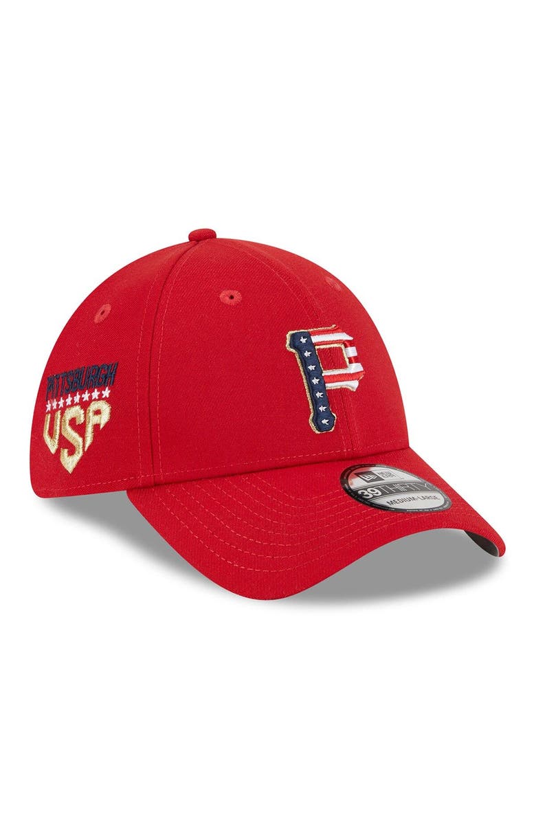 New Era Men's New Era Red Pittsburgh Pirates 2023 Fourth of July 39THIRTY Flex Fit Hat, Main, color, Red