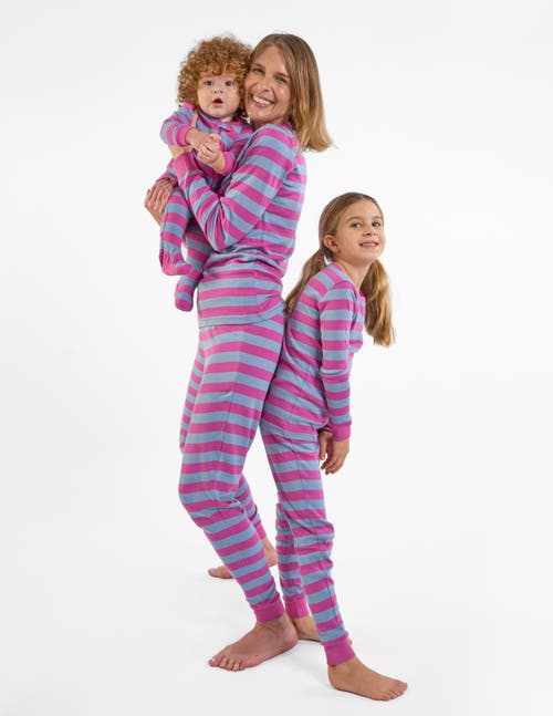 Leveret Cotton Striped Matching Family Pajamas In Purple