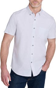 W.R.K Slim Fit Micro Diamond Reworked Short Sleeve Button-Down Shirt