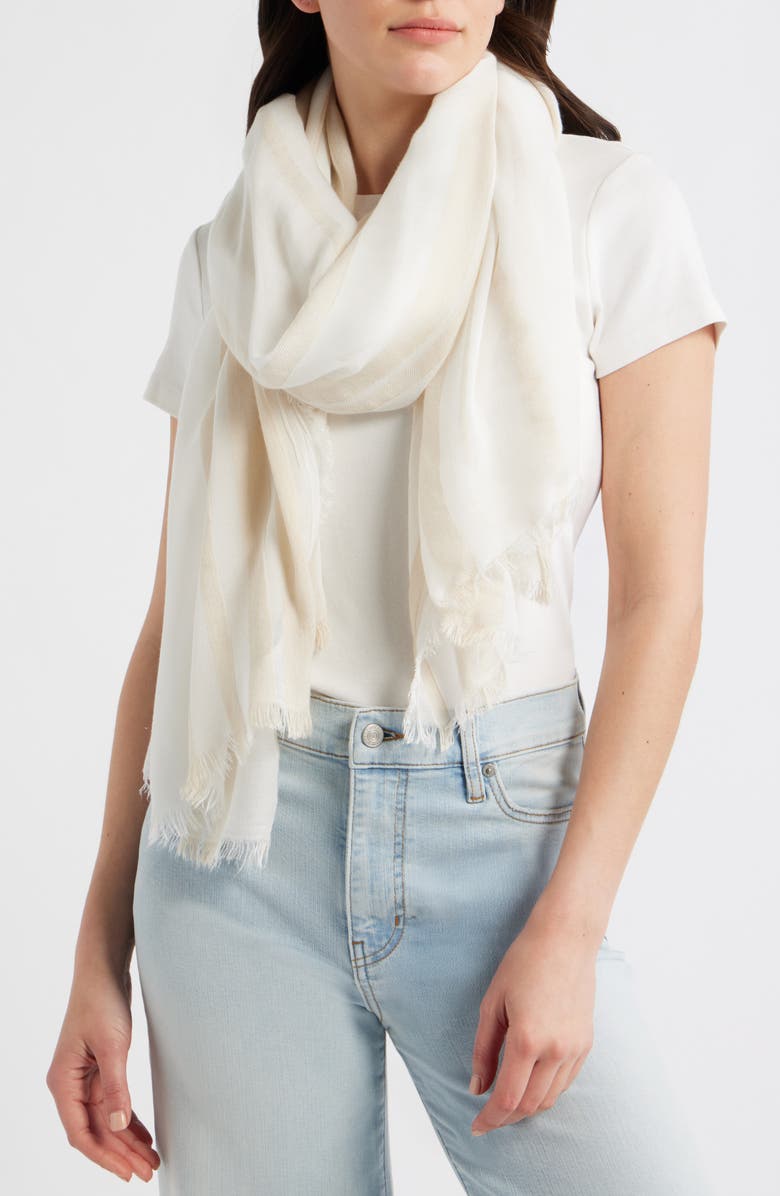 Nordstrom Sheer Stripe Pareo Wrap, Alternate, color, Tan- White