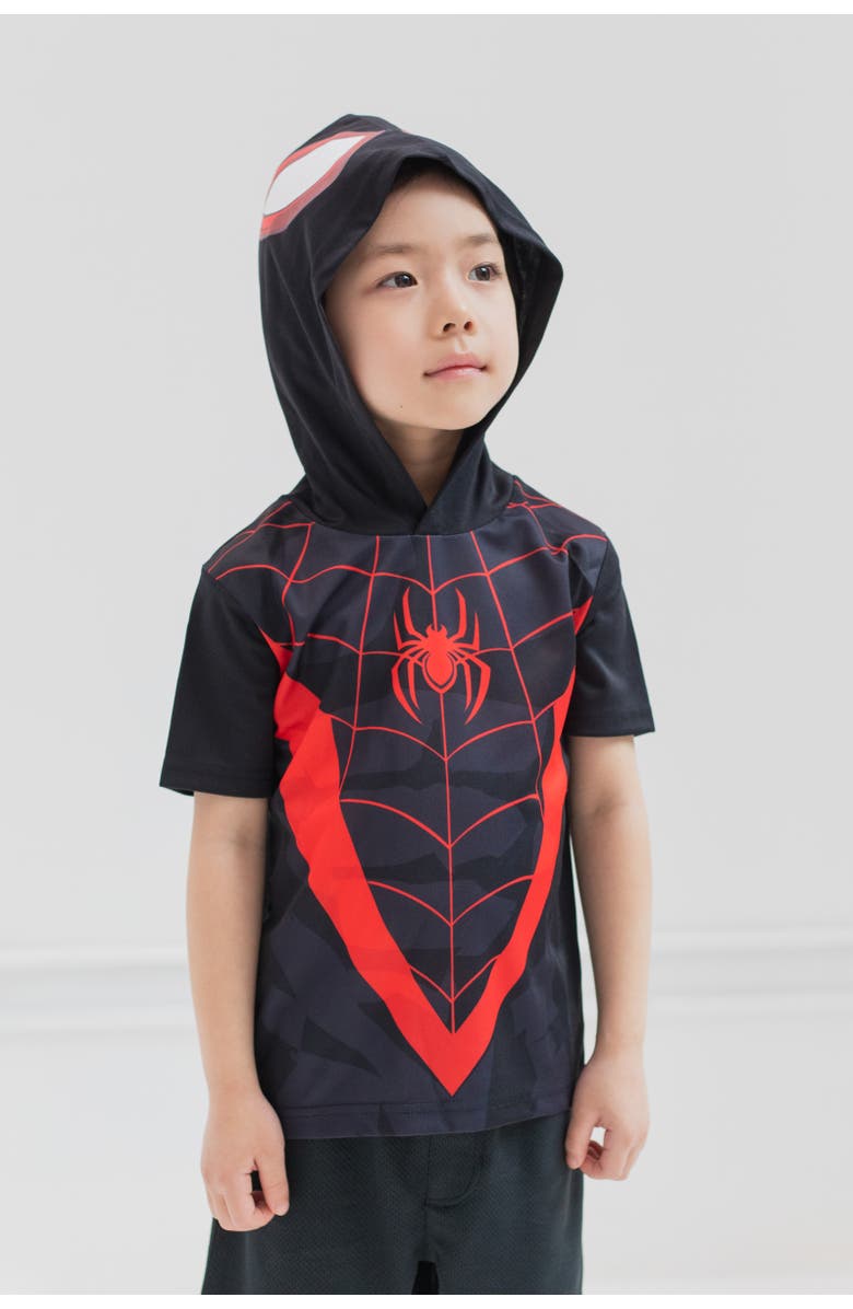 Marvel Spider-Man Cosplay 2-Piece Hooded Tee and Shorts Set, Alternate, color, Black Red Spider Man