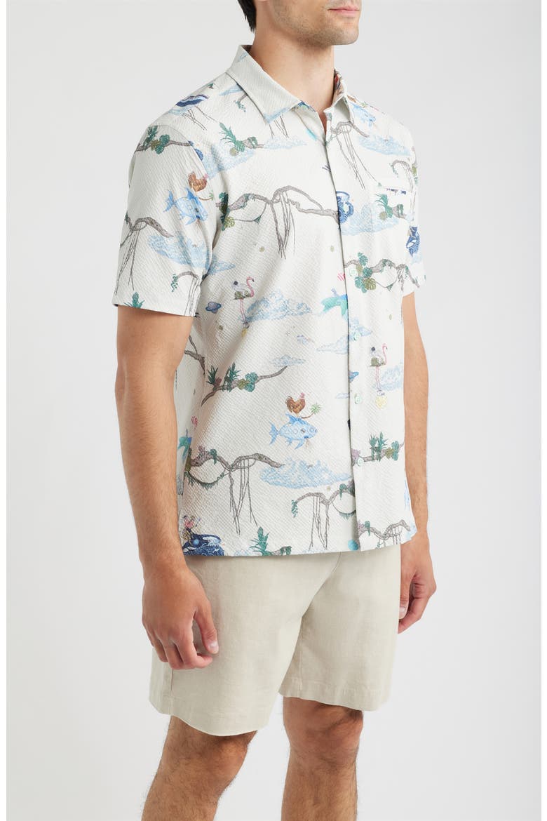 Curious Sky Performance Button Shirt, Alternate, color, OFF WHITE