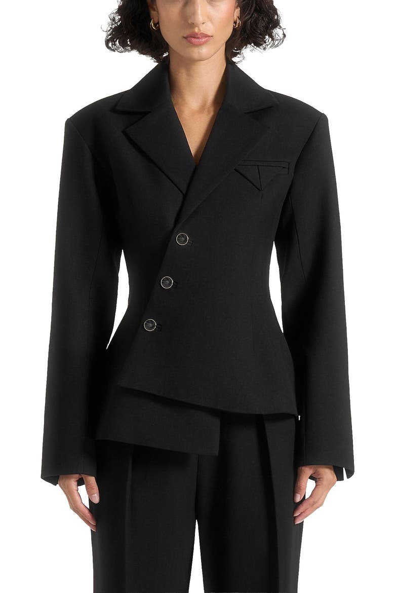Thalia Asymmetric Tailored Double Breasted Blazer, Main, color, Black