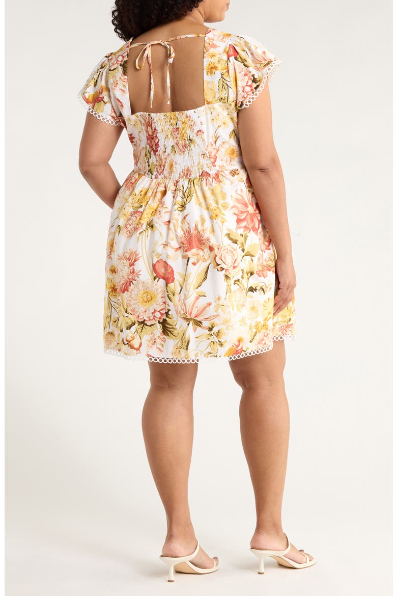 Zury Floral Stretch Cotton Sundress, Alternate, color, CORAL-MULT