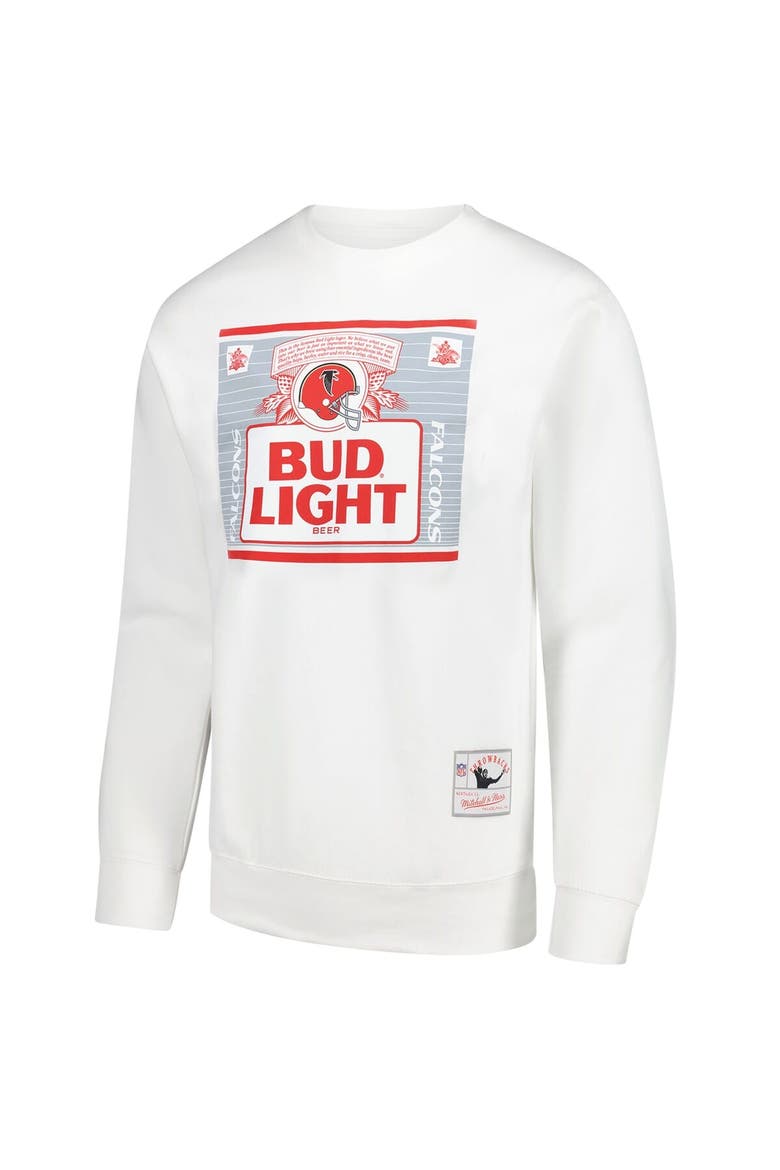 Men's Mitchell & Ness x Bud Light White Atlanta Falcons The Crest Pullover Sweatshirt, Alternate, color, White