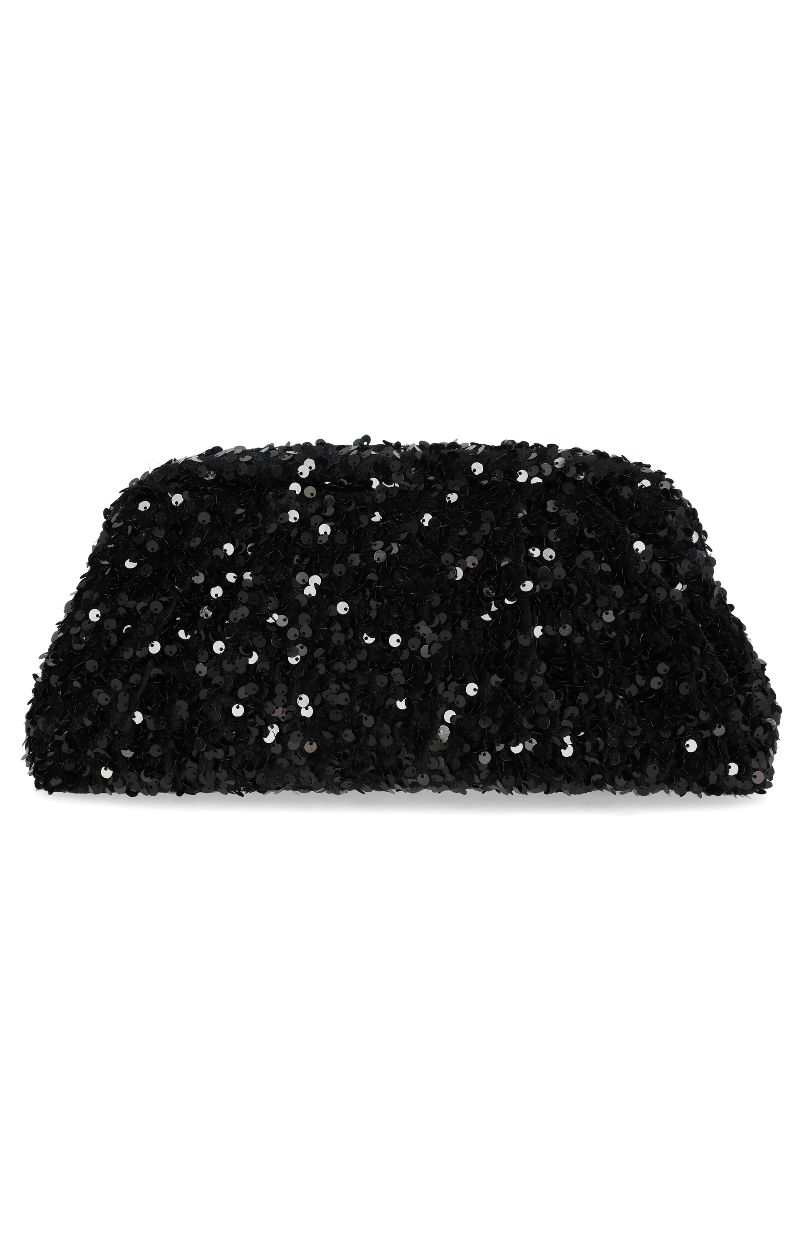 Jessica McClintock Janie Sequins Clutch, Alternate, color, Black