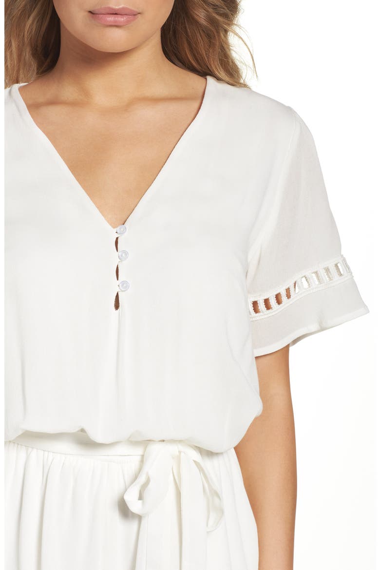 Lace Inset Romper, Alternate, color, WHITE