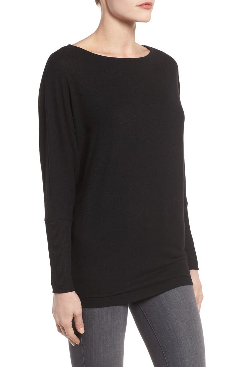 Gibson Dolman Sleeve Fleece Top, Alternate, color, BLACK