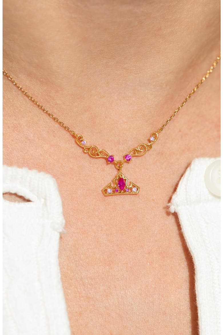 Disney Aurora Crown Pendant Necklace, Alternate, color, GOLD