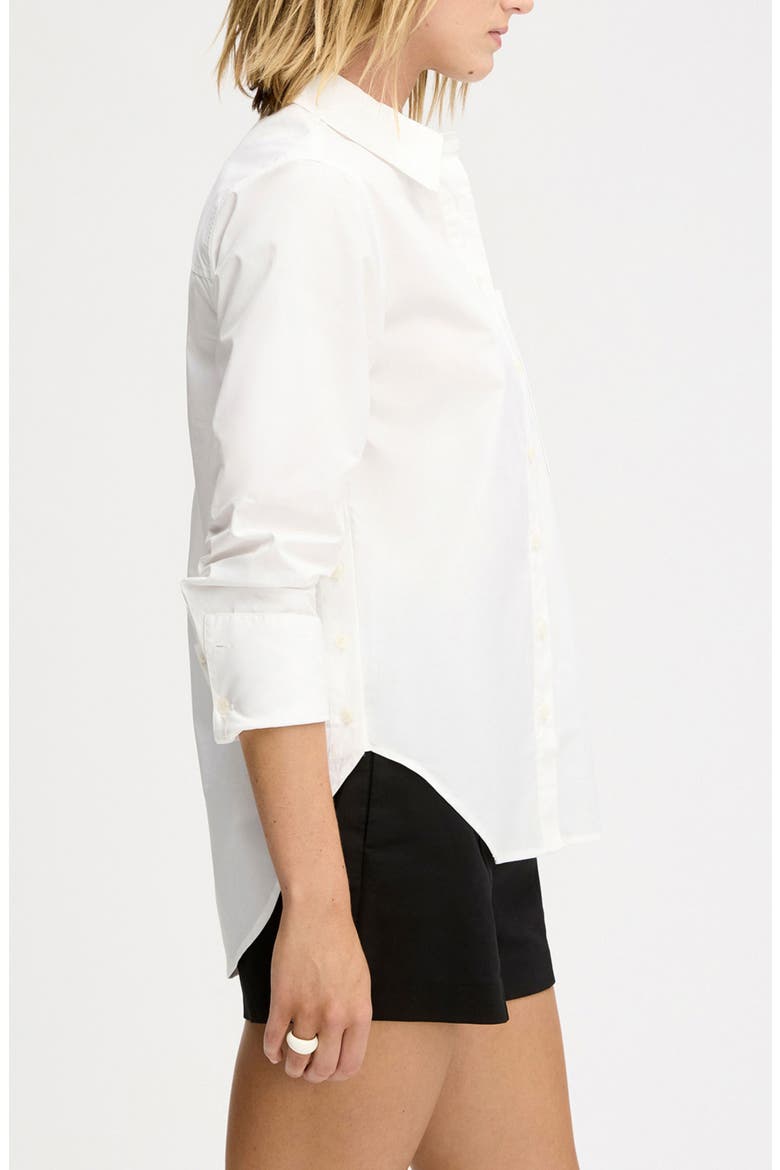 Side Button Cotton Poplin Button-Up Shirt, Alternate, color, BRIGHT WHITE