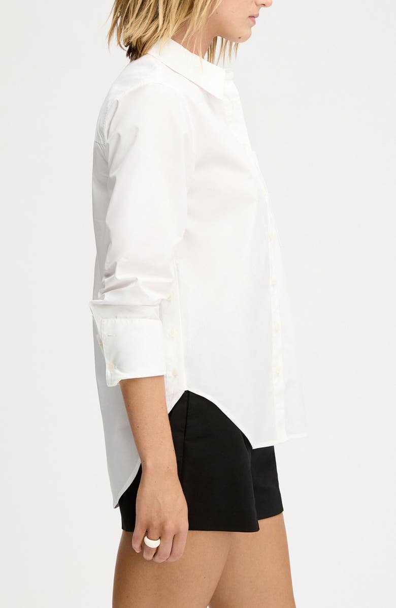 Sam Edelman Side Button Cotton Button-Up Shirt, Alternate, color, Bright White