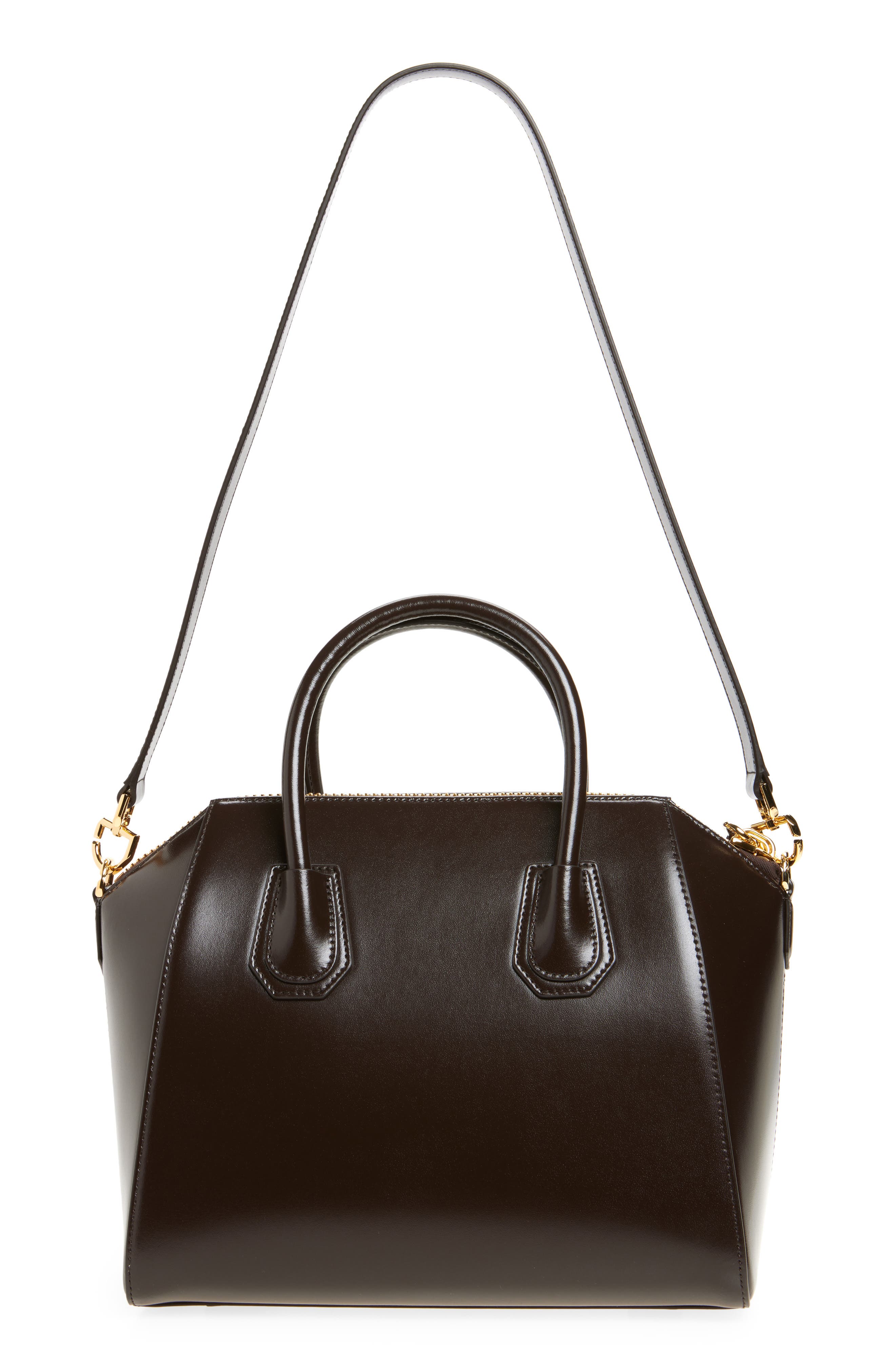 Givenchy Small Antigona Leather Satchel, Alternate, color, Chocolate