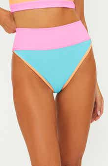 Beach Riot Emmy Colorblock High Waist Bikini Bottoms