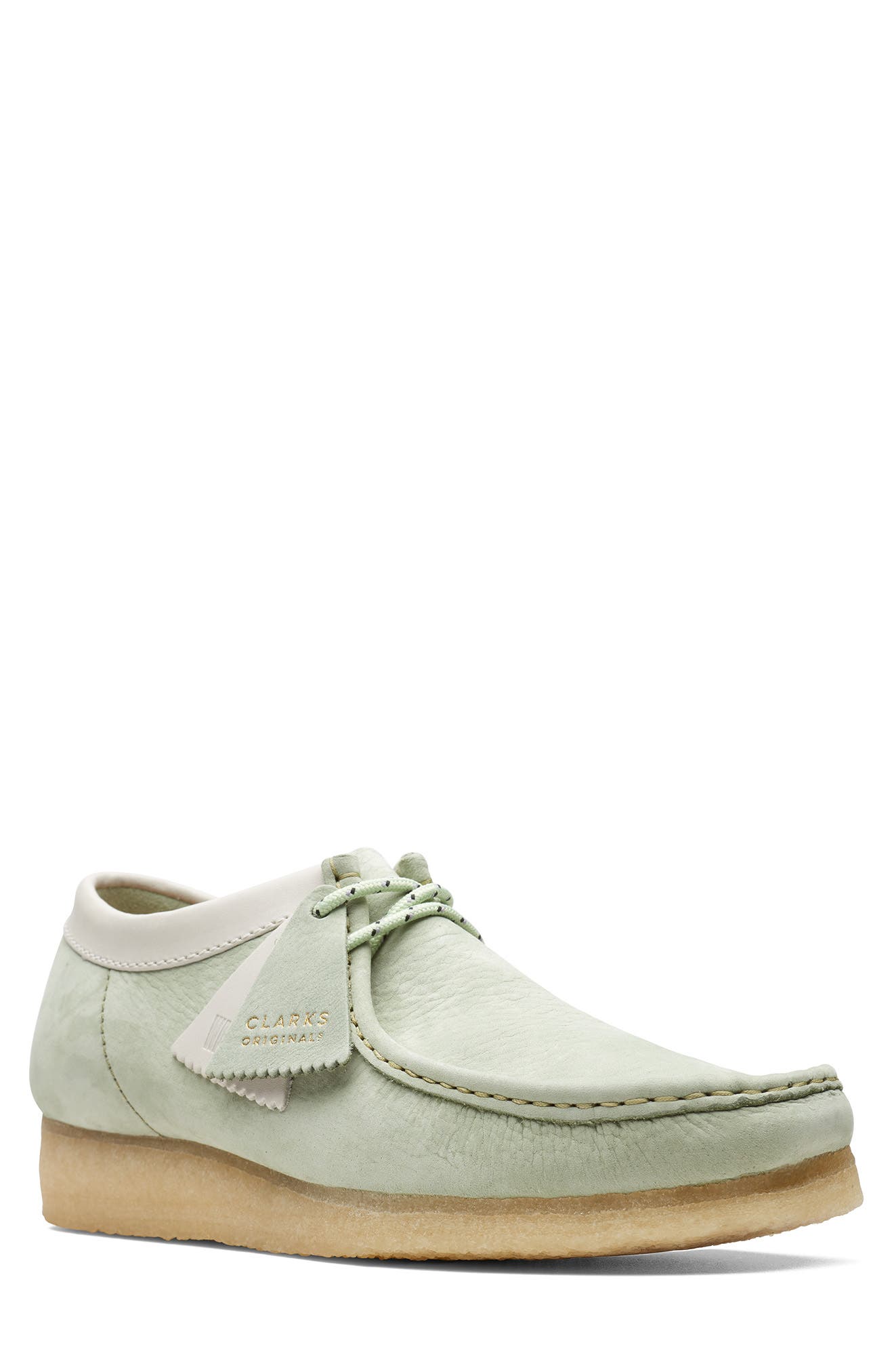 Wallabee Moc Toe Derby, Main, color, PALE GREEN