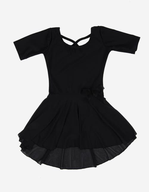 Leveret Girls Short Sleeve Skirted Leotard In Black