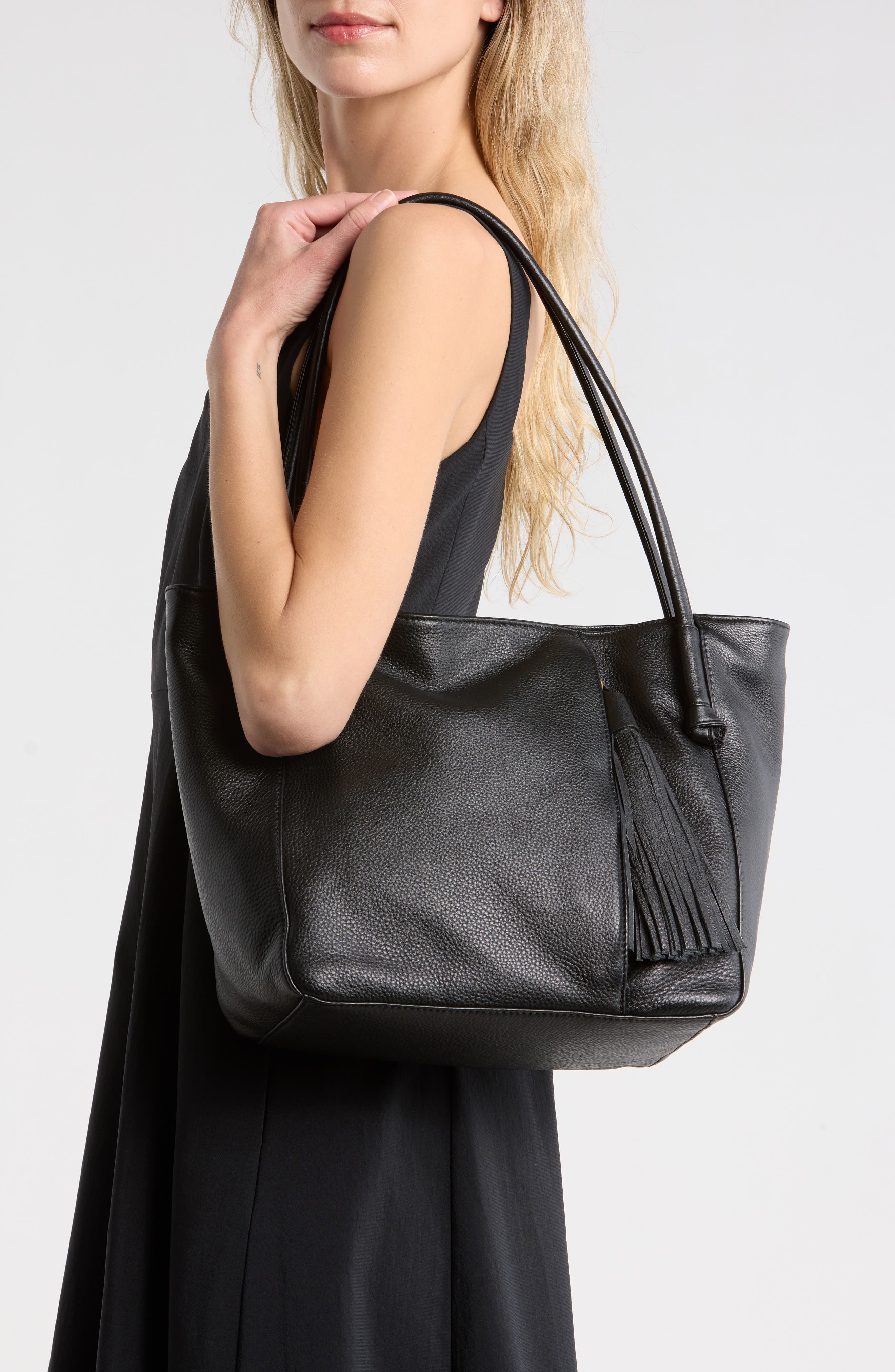 HOBO Endure Leather Tote, Alternate, color, Black