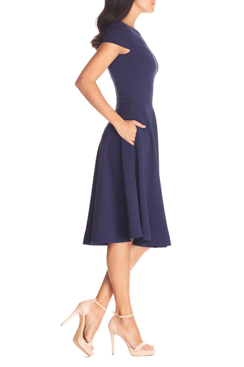 Livia Fit & Flare Dress, Alternate, color, MIDNIGHT