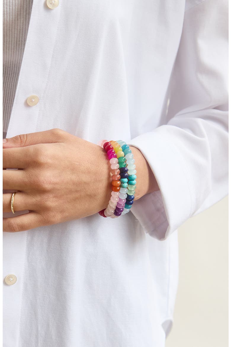 Set of 3 Semiprecious Beaded Bracelets, Alternate, color, MULTI