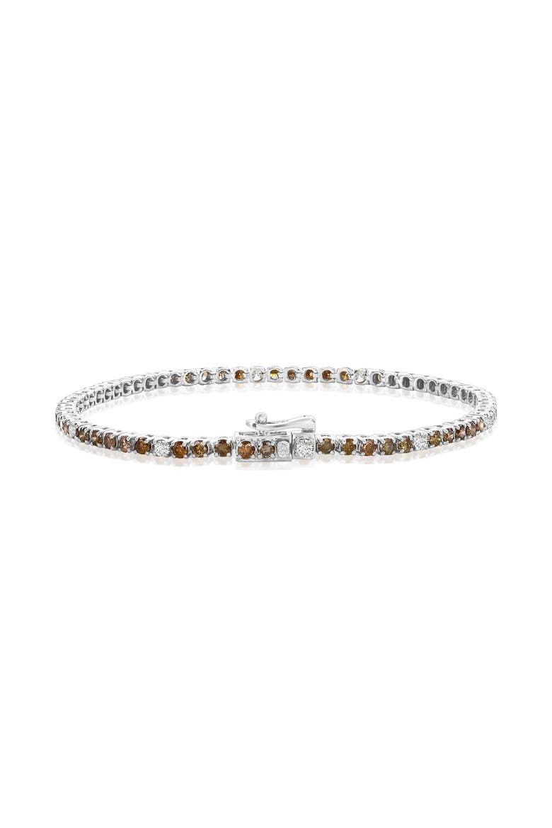 14K Gold Brown Diamond & White Diamond Bracelet, Main, color, Brown