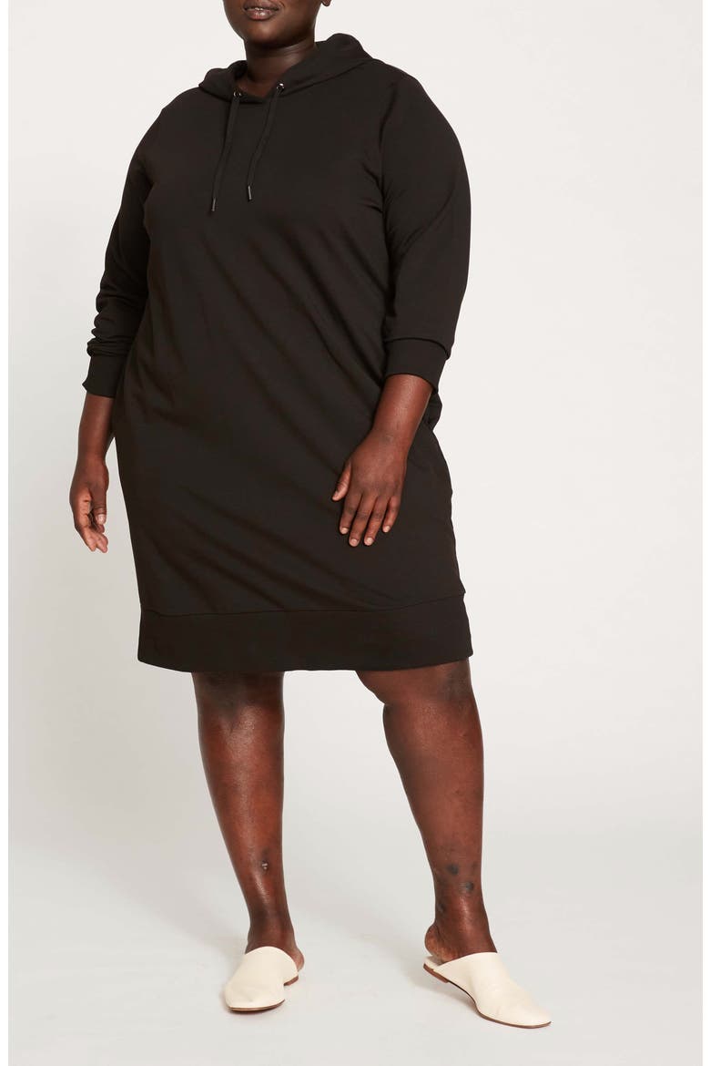 Bree Long Sleeve Hooded Sweatshirt Dress, Alternate, color, BLACK