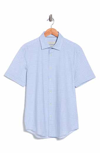 Bugatchi Abstract Print Stretch Cotton Short Sleeve Button-Up Shirt