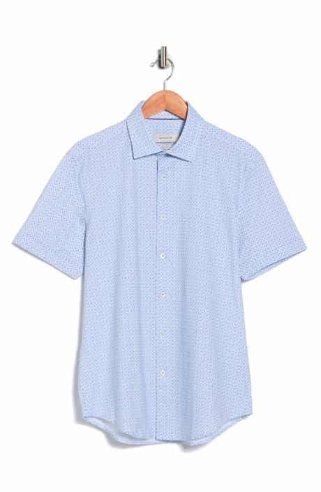 Bugatchi Abstract Print Stretch Cotton Short Sleeve Button-Up Shirt