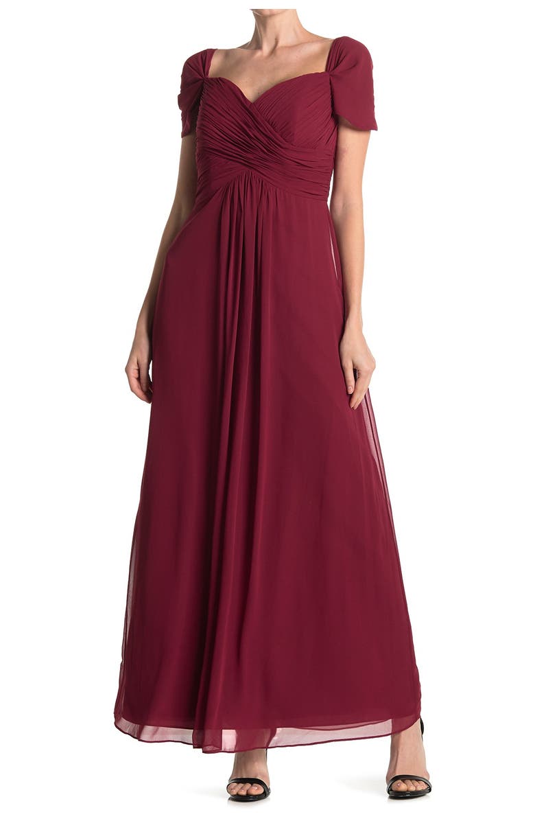 Dessy Collection Off the Shoulder Chiffon A-Line Gown, Main, color,