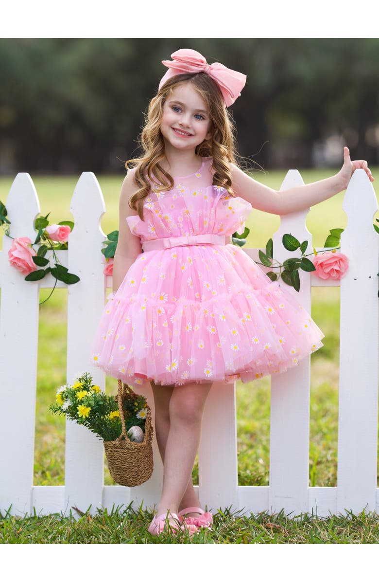 Mia Belle Girls Girls Delightful Daisy Embroidered Floral Tutu Dress, Alternate, color, Pink